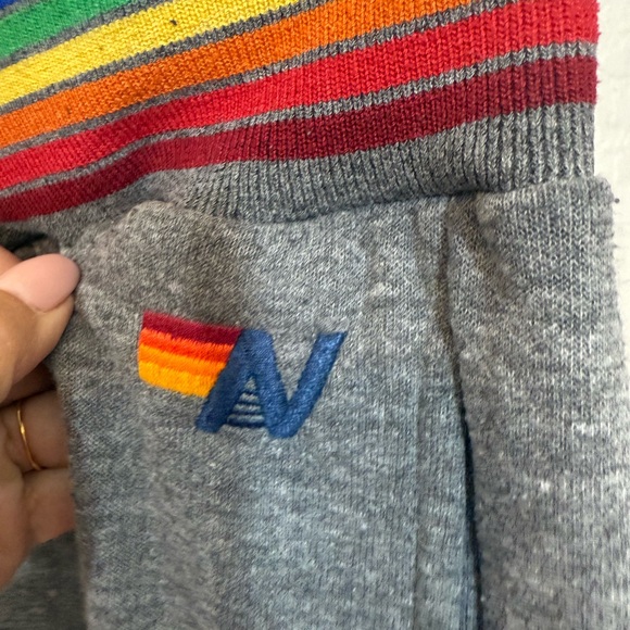 Aviator Nation Gray Track Pants with Rainbow Accents - Picture 3 of 7